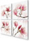 B&D XXL - Wandbilder Set Blumen 60x60 cm 4 Teilig je 30x30 Vlies Leinwandbild Kunstdruck modern Wandbilder XXL Wanddekoration Design Wand Bild mehrteilig Magnolien weiß rosa