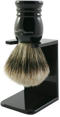 Edwin Jagger Super Badger Shaving Brush with Drip Stand - Medium, Imitation Ebony