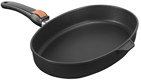 SKK 26814 Titan Induction Poêle à Poisson Ovale en Fonte avec poignée Amovible 38 x 26 x 7 cm