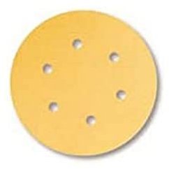 Mirka Gold Universal-Schleifpapier Ø 150mm / selbstklebend / 6-Loch/Korn P500, 100 Stk/Zum Schleifen von Gips, Spachtel, Spanplatten, Holz, Lack