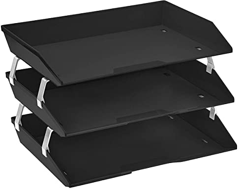 Acrimet Facility 3 Ebenen Briefablage Seiteneinschub, Letter Tray/A4, Desktop Datei Organizer, Kunststoff (Schwarz)