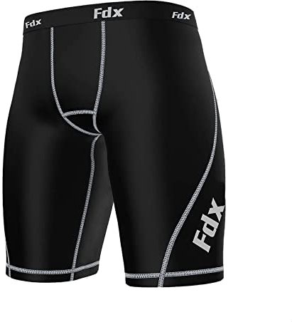 FDX Kompressionsshorts für Herren, schnelltrocknend, weich, atmungsaktiv – Sport, Unterhose für Fitnessstudio, Fitness-Training, Laufen, Radfahren und Rugby(Schwarz, XL)