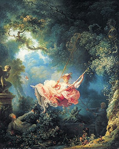 1art1 Jean-Honoré Fragonard Poster Stampa Artistica su Tela I Felici Casi Dell'Altalena, 1767 Quadro da Parete sulla Barella | Murale XXL | Immagine 50x40 cm