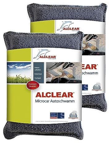 ALCLEAR 950014_2 Antibeschlagschwamm 2er Set 13x10x3,5 cm, Ultra-Mikrofaser Schwamm gegen Beschlagene Autoscheiben, für Windschutzscheibe, Seitenscheiben & Spiegel. Auto Innenraum trocken halten