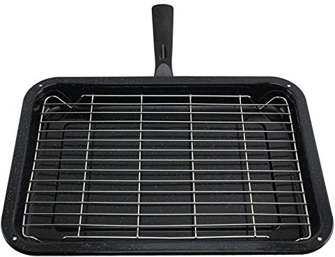 SPARES2GO Small Grill Pan, Rack & Detachable Handle for Logik Oven Cookers