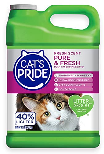 Cat's Pride Premium Lightweight Clumping Litter: Pure & Fresh - Up to 10 Days of Powerful Odor Control - Multi-Cat, Scented, 10 Pounds