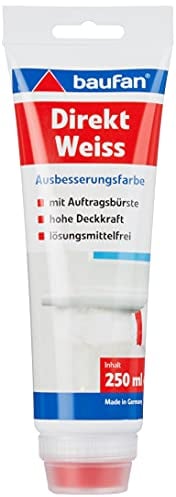 Baufan Direkt Ausbesserungsfarbe, Weiß mit Auftragsbürste, 250 ml