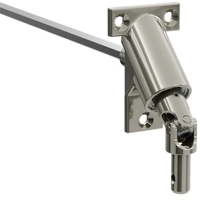 DIWARO.® | Rolladen Gelenklager G082, 90 Grad Umlenkung, Grundplatte 42 x 68 mm mit 3 Befestigungslöcher, Kurbelzapfen Anschluss 9,9 mm, Antrieb zum Rolladengetriebe 7 mm Sechskant.