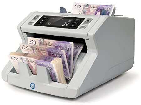Safescan 2250 Geldzählmaschine, die sortierte Banknoten zählt - Maschine mit 3-Punkt-Falschgeld-Detektor - Sortierter Geldzählautomat für alle Währungen, Grau, 25 x 29,5 x 18,4 cm