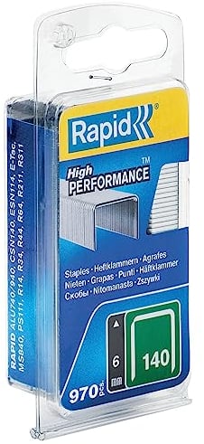 Rapid 40109513 Klammern Type 140 6 mm aus Stahldraht (970 Stück) Blister, Silber
