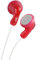 JVC Gumy In-Ear Wired Headphones Earphones Compatible with iPod, iPhone, Samsung - Red