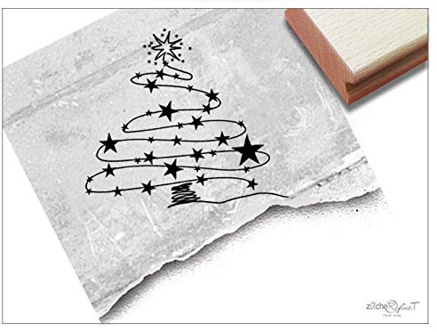 Stempel Weihnachtsstempel WEIHNACHTSBAUM aus Sternen - Eleganter Bildstempel Weihnachten Karten Geschenkanhänger Geschenk Deko - zAcheR-fineT