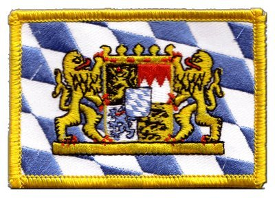 Aufnäher Patch Flagge Deutschland Bayern mit Löwe - 8 x 6 cm