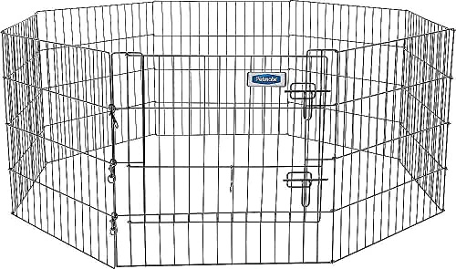 Petmate 24-Inch by 24-Inch 8 Panels Exercise Pen with Step Through Door, Black, 24 by 24