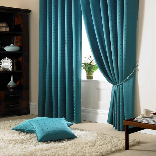 Tony's Textiles Madison Teal Tape Top Curtains 90 Wide x 72 Drop