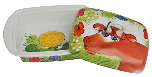 Helina Tilk à Alla de s Vache Beurrier en porcelaine peinte à la main