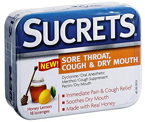 Sucrets Sore Throat & Cough Lozenges, Honey Lemon, 18 Count (6 Pack)