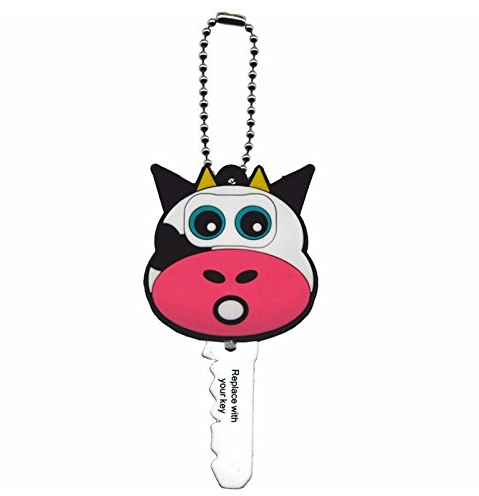 cow Funky Dude Animal Buddies Key Cover Cap With LED Torch Light And Chain