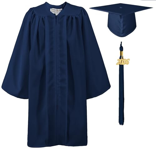 GraduationMall Matte Nursery Graduation Cap and Gown for Kids with 2026 Tassel Kindergarten Preschool Graduation Hat Navy 27(107-114cm)