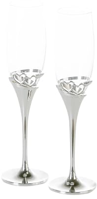 Casablanca Champagnergläser 2 er Set im hochwertigen Geschenkkarton - Geschenkset mit Herz Deko - Geschenk und Deko Hochzeit - Höhe Gläser 25,5 cm
