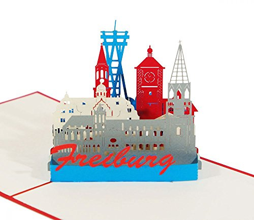 Freiburg - Klappkarte / 3D Pop-Up Karte - Grußkarte, Geburtstagskarte, Reise-Gutschein, Glückwunschkarte, Gutschein-Karte, Urlaubskarte, Andenken, Souvenir aus dem Breisgau