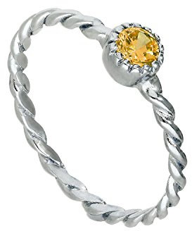 jewellerybox Sterlingsilber & Citrin CZ Kristall November Geburtsstein Gedrehtes Seil Ring Größe 62 (Erhältlich 48-63)