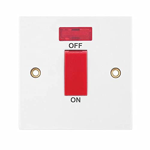 45 AMP DP Switch 1 Gang Plate Cooker Switch Neon