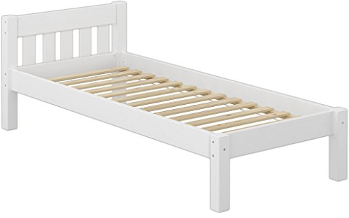 Erst-Holz Bettrahmen Einzelbett 80x200 Futonbett Kieferbett Massivholz weiß mit Rollrost 60.38-08W