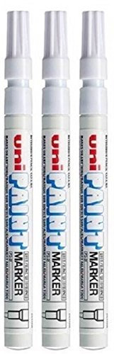 Uni Colour Fine (0.8-1.2mm) PX-21 White Oil Paint Marker Pen Metal Glass Wood Plastic Stone Outdoor mm Metal Bullet Nib Tip (Pack Of 3)