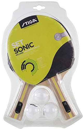STIGA Sonic Tischtennisschläger und Bälle Set-Tischtennisset Tabletennis Racket, Rot/Schwarz