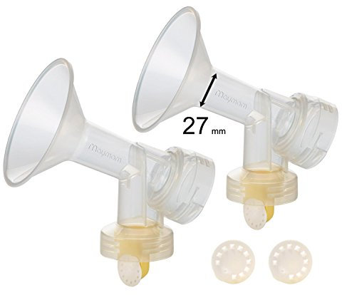 Maymom 27 mm One-Piece Breastshield w/ Valve, Membrane Replacement for Medela Breast Pumps (Pump in Style, Lactina, Symphony) x 2