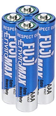 Fuji Enviromax AAA batteries, extra heavy duty, manufactured to be eco-friendly and powerful, Carbon Zinc - (Pack of 4)