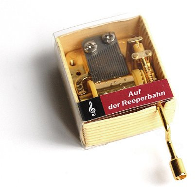 Miniatur-Spieluhr Auf der Reeperbahn Nachts um halb eins mit mechanischem Handkurbel-Musikwerk