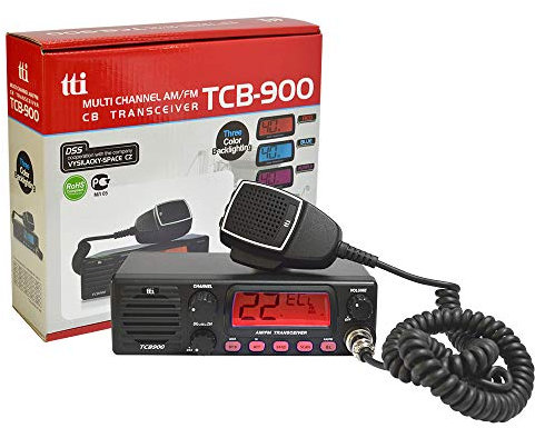 TTI-TCB Radio CB 900 Fuente de alimentación de 12-24 V con Altavoz Frontal, Am-FM, 12V-24V, 4W, Escaneo, ASQ, Bloqueo