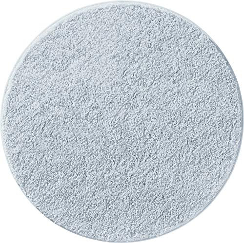 Erwin Müller Badematte, Badteppich, Badvorleger Rhodos Uni rutschhemmend Silber Größe rund: 90 cm Ø - ultraweich, extrem saugfähig, flusenarm