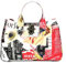 Belli Echt Leder Handtasche italienische Damen Ledertasche Umhängetasche Henkeltasche in weiß schwarz bunt - 36x25x18 cm (B x H x T)