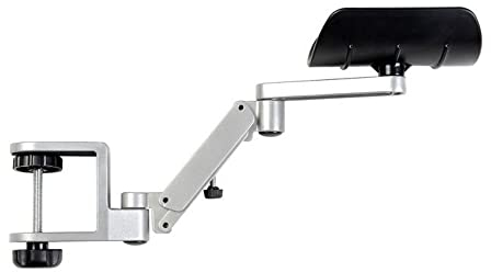YANGHX Newest Design Ergonomic Articulating Computer Laptop Arm Support | Height Adjustable Armrest Desk Extender | User-friendly Attachable Aluminum Alloy Arm Stand (Silver)