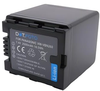 Dot.Foto VW-VBN260, VW-VBN260E-K Premium 7.4v / 2500mAh Rechargeable Battery for Panasonic HC-X800, HC-X900, HC-X900M