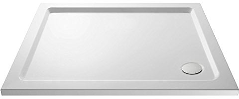 Nuie NTP017 | Modern Bathroom Rectangular Slimline Pearlstone Shower Tray, 760mm x 1100mm, Gloss White