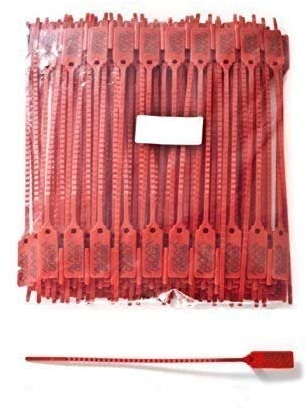 100 Sigilli di sicurezza in plastica. Economico, regolabile con un'applicazione veloce e sicura. Lungh. 20 cm. Numerazione progressiva. Applicazioni: logistica, trasporti, imballaggio, etc.