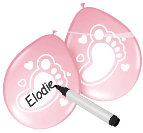 Folat 6 Ballons Füßchen rosa, zum selbstbeschriften, ca. 30 cm