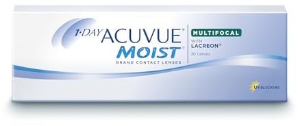 ACUVUE MOIST 1-DAY Multifocal Tageskontaktlinsen spenden Feuchtigkeit – Tageskontaktlinsen mit 5 dpt und BC 8.4 – UV Schutz & Komfortables Tragegefühl – 30 Linsen