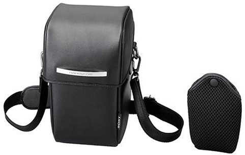 Sony LCS HCF Ledertasche mit Schulterriemen und separatem Akku-Etui schwarz