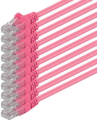 1aTTack.de 10x 0,5m Câble Réseau Cat6 Cat 6 - RJ45 Ethernet LAN DSL Routeur Modem - Magenta