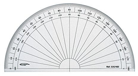 GRAPHOPLEX Rapporteur 1/2 cercle 16cm degrés Transparent