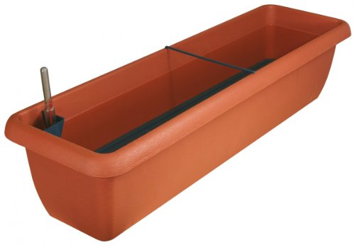 geli Thermo Plastic Blumenkasten Aqua Andalucia aus Kunststoff incl. Bewässerung und Wassersstandsanzeiger, Farben:Terracotta 06;Länge:60 cm