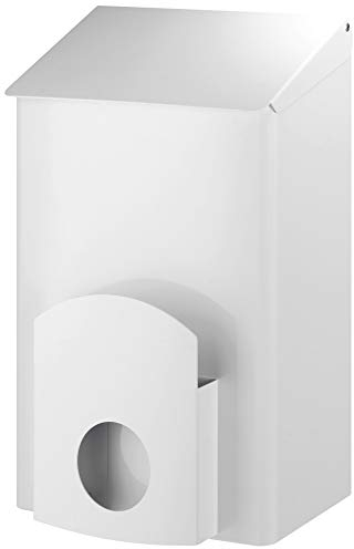 ALL CARE 13048 Dutch Bins AC LBS 7 EP Hygienebehälter und Hygienebeutelhalter mit Klappdeckel - Wandmontage - Weiß pulverbeschichtet