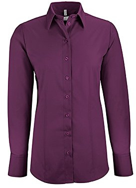 GREIFF Größe 44 Corporate Wear Basic Damen Bluse Langarm Regular Fit Brombeere Modell 6515