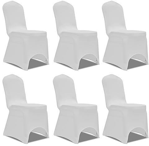 vidaXL 6X Stuhlhussen Stretch Weiß Universell Stuhlüberzug Stuhlbezug Hochzeit