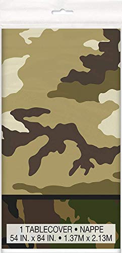 Unique Party - 48523 - Nappe en Plastique Camouflage Militaire - 213 cm x 137 cm, 54 x 84, Vert